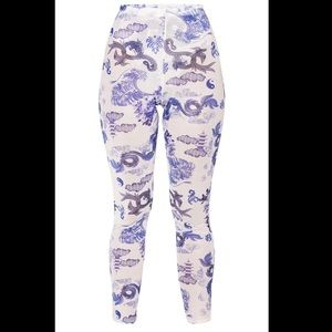 PLT WHITE/BLUE ORIENTAL MESH LEGGINGS